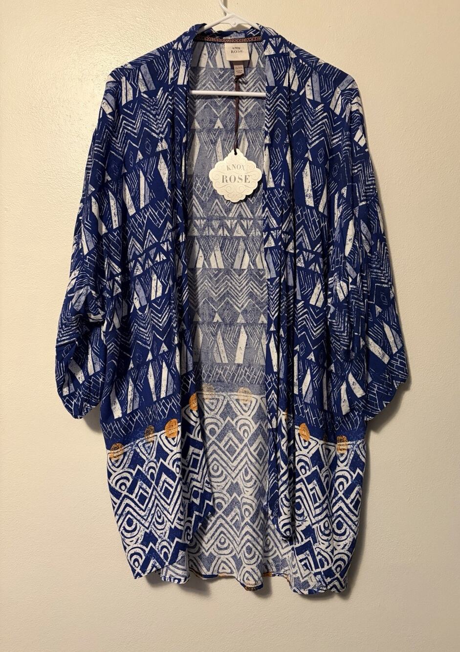Knox Rose Kimono Blouse Size XL/XXL Blue Boho Style Open Front Cardigan New